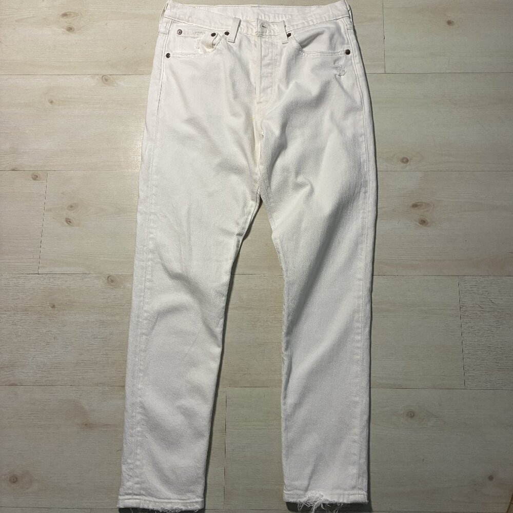 Levi's 501 S Skinny White Demin Wash Distressed Jeans Size 29